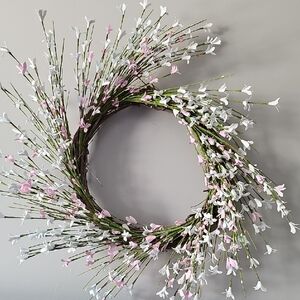 Source Unknown Pink and White Spring Floral Wreath